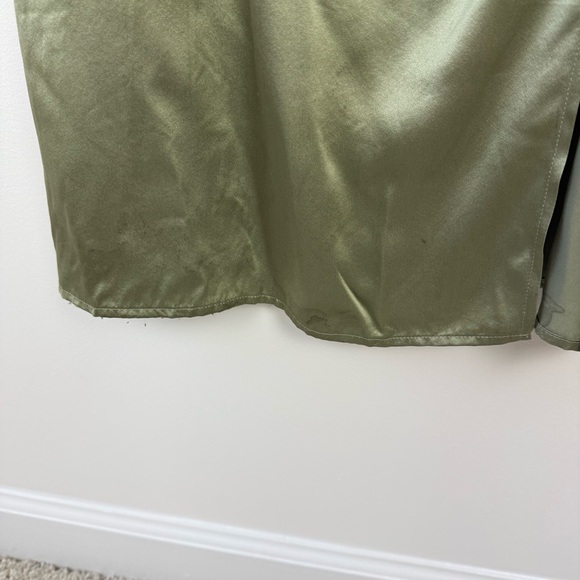 Reformation Barrow Silk Dress Artichoke Sage Green - Picture 4 of 16